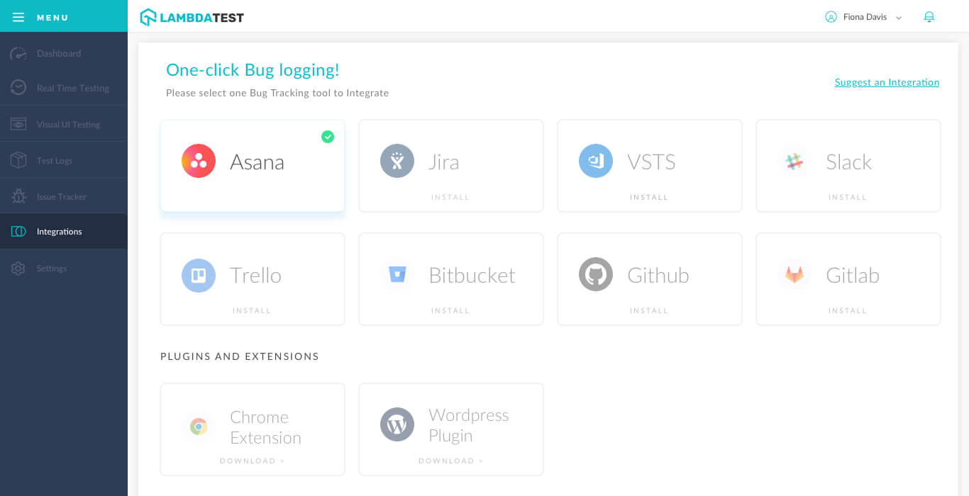 LambdaTest Asana integration