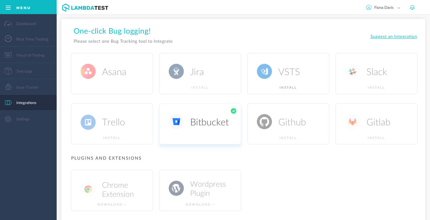 LambdaTest Bitbucket integration