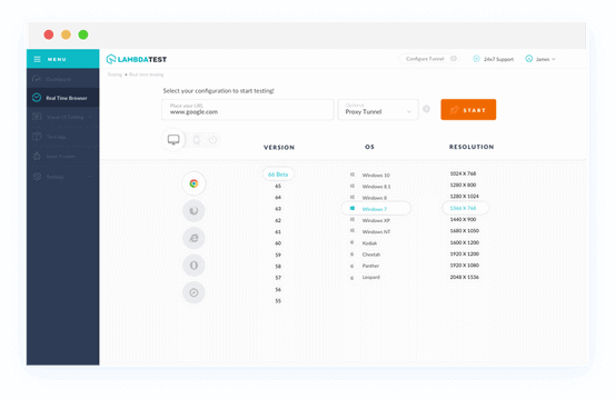 Live Interactive Testing on Windows XP Browsers