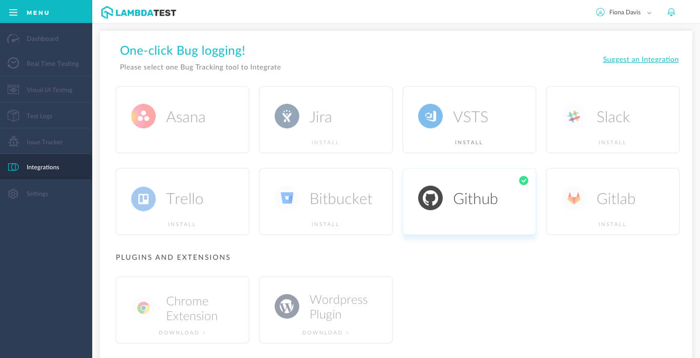 LambdaTest Github integration