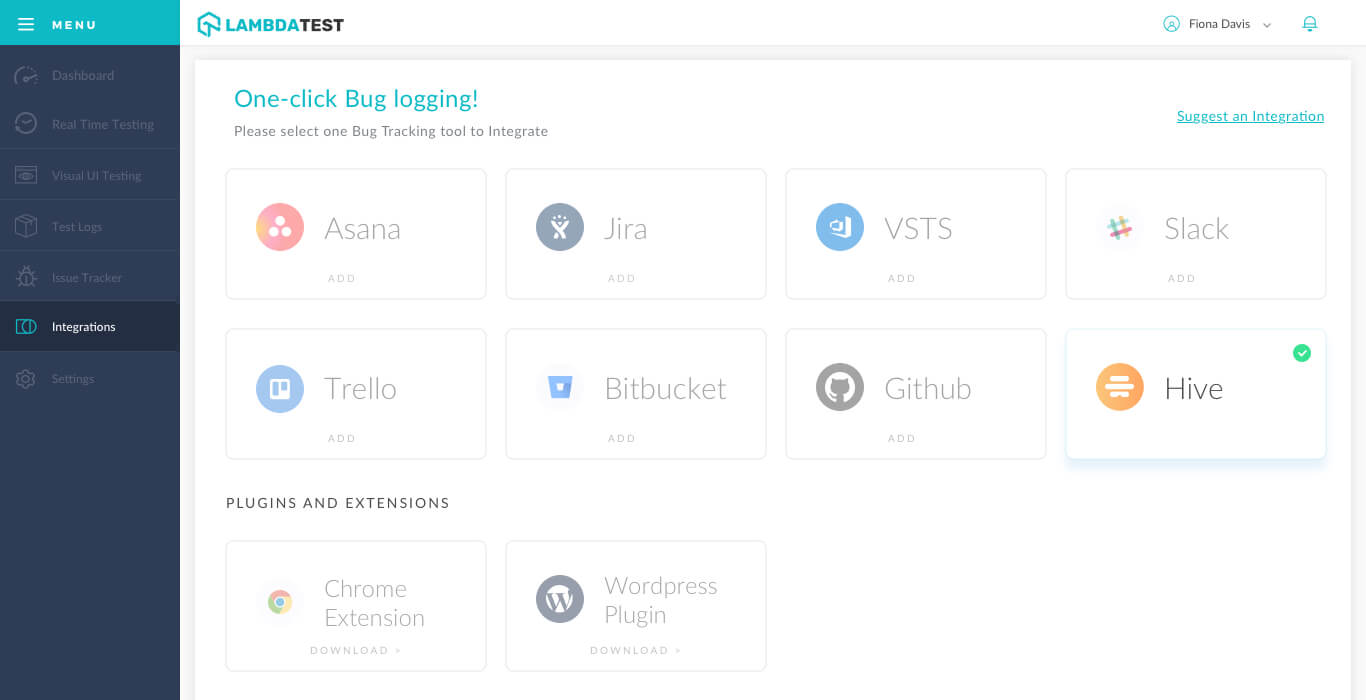 LambdaTest Hive integration