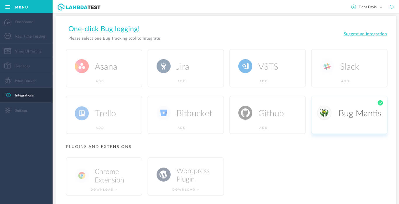 LambdaTest Mantis integration