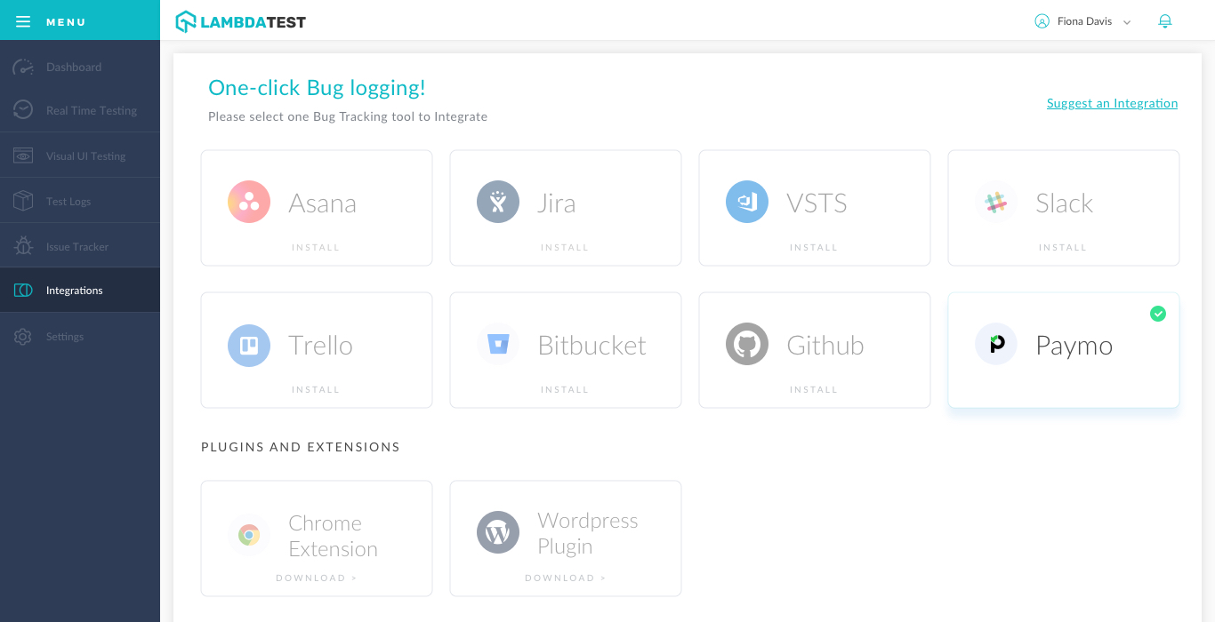LambdaTest Paymo integration