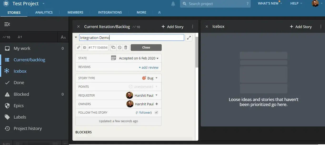 LambdaTest Pivotal-Tracker integration