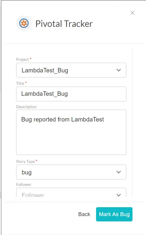 LambdaTest Pivotal-Tracker integration