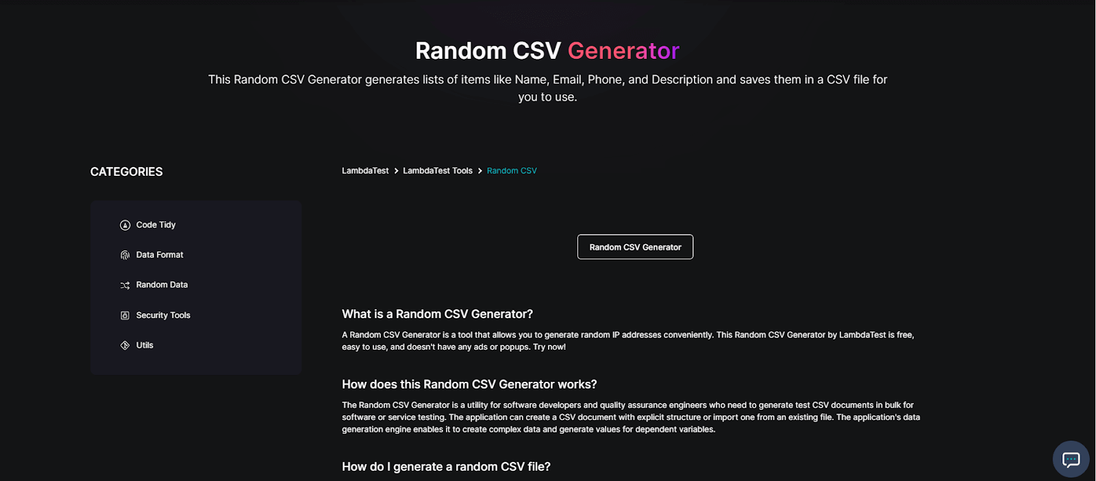 Random-CSV-Generator Random-CSV-Generator
