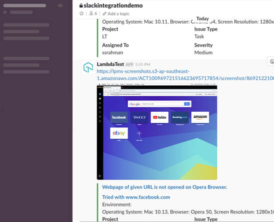 LambdaTest Slack integration