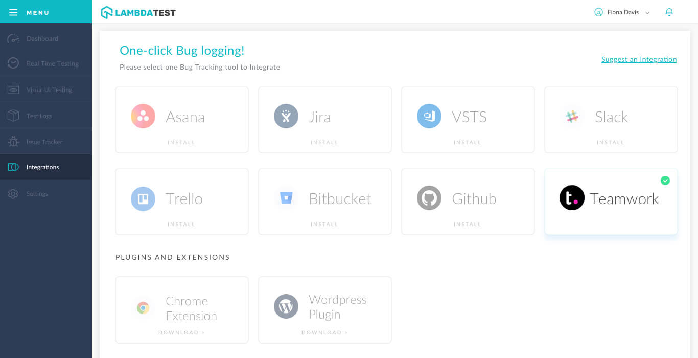 LambdaTest Teamwork integration