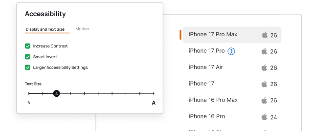 Accessibility Settings in Real Devices