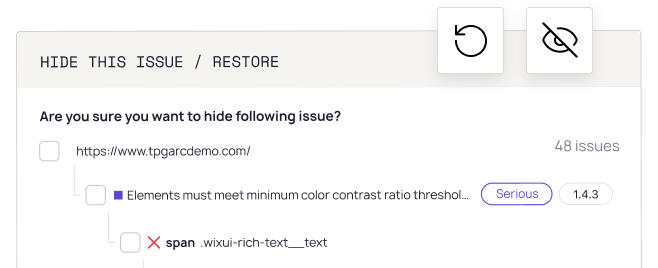 Hide and Restore Issues