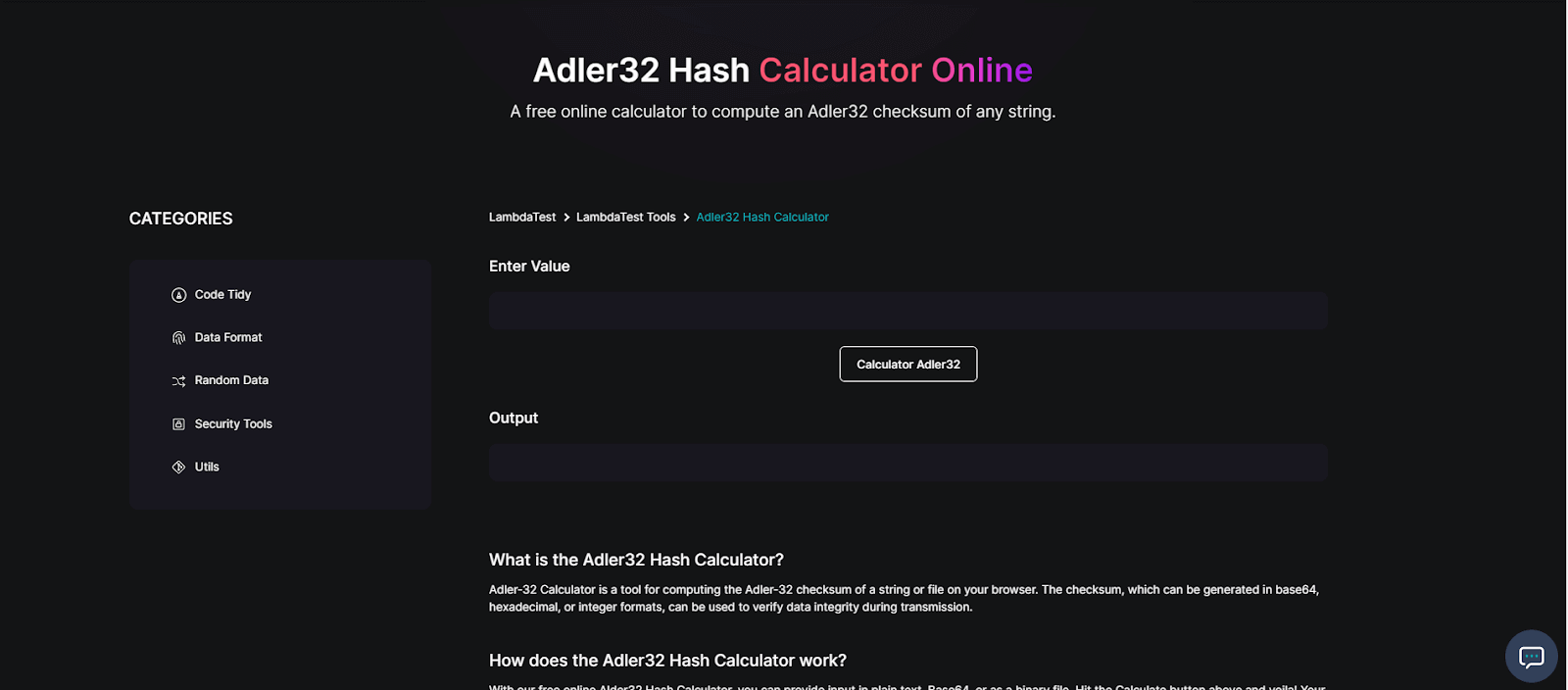 Adler32 Hash Calculator Adler32 Hash Calculator