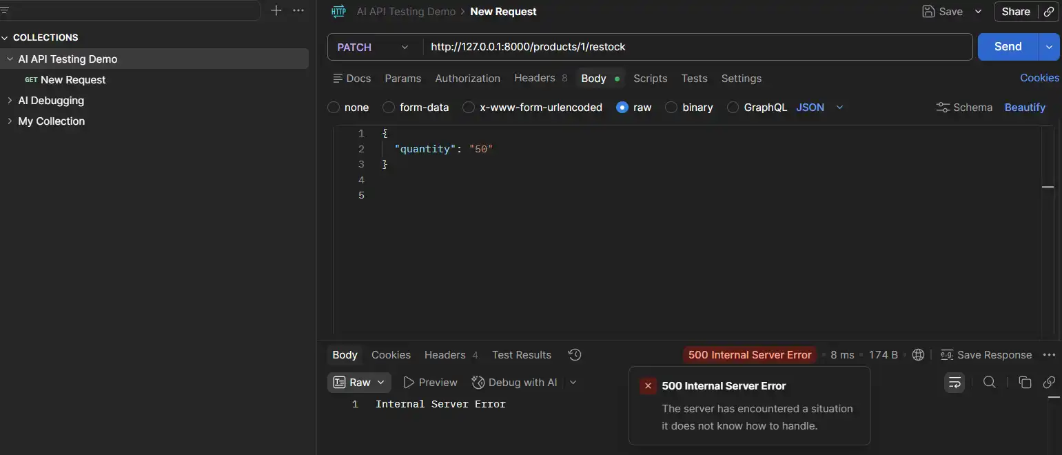PATCH returns 500 error