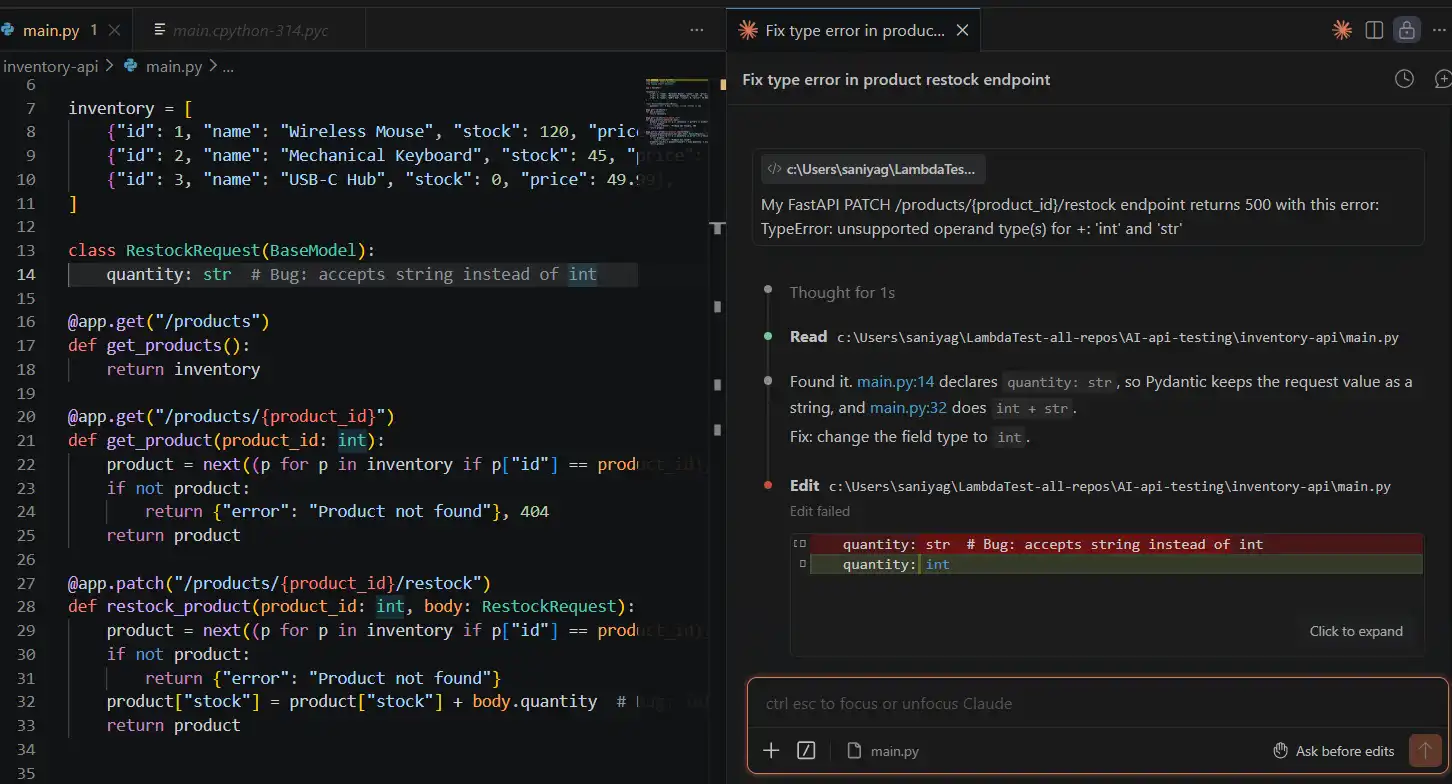 AI identifies and suggests fix
