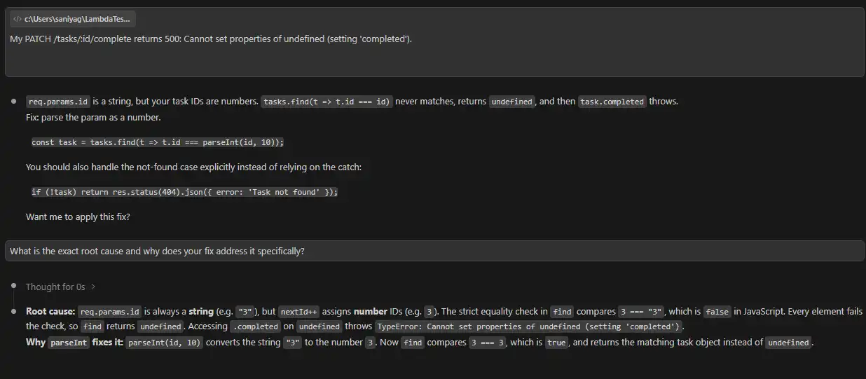 AI debugging PATCH issue ai-debugging-patch