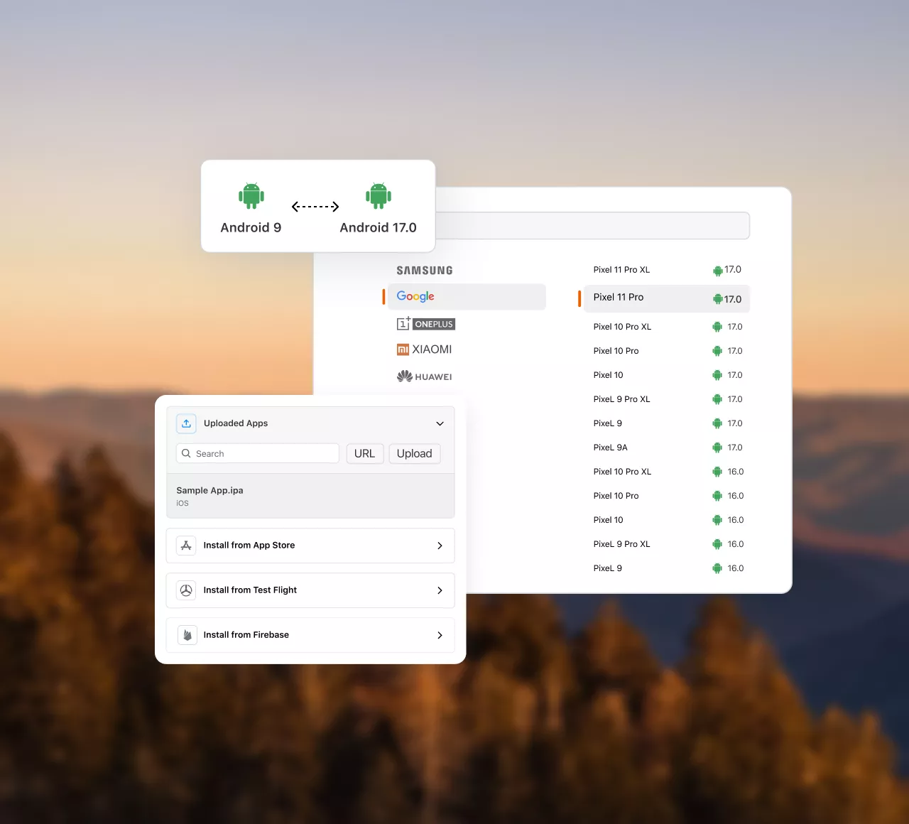 Android browser and OS version coverage