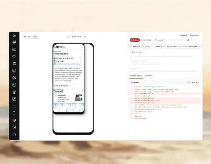 Scan Native Apps for WCAG Issues
