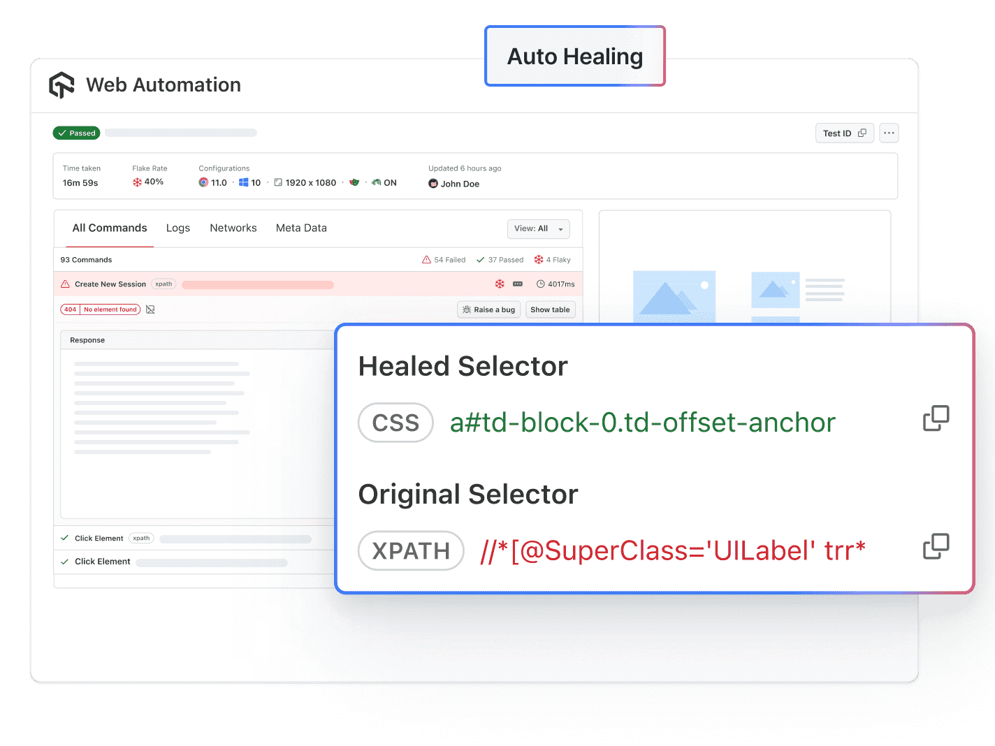 Auto Healing Agent for Reducing Test Failures