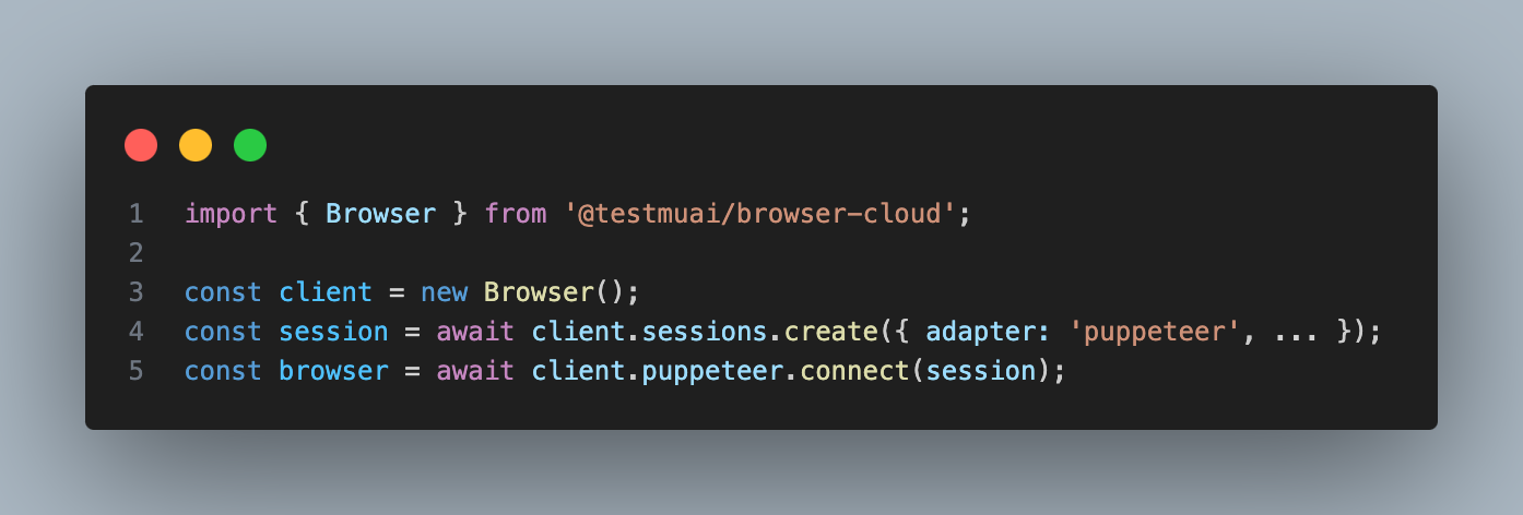 Browser Cloud SDK code snippet