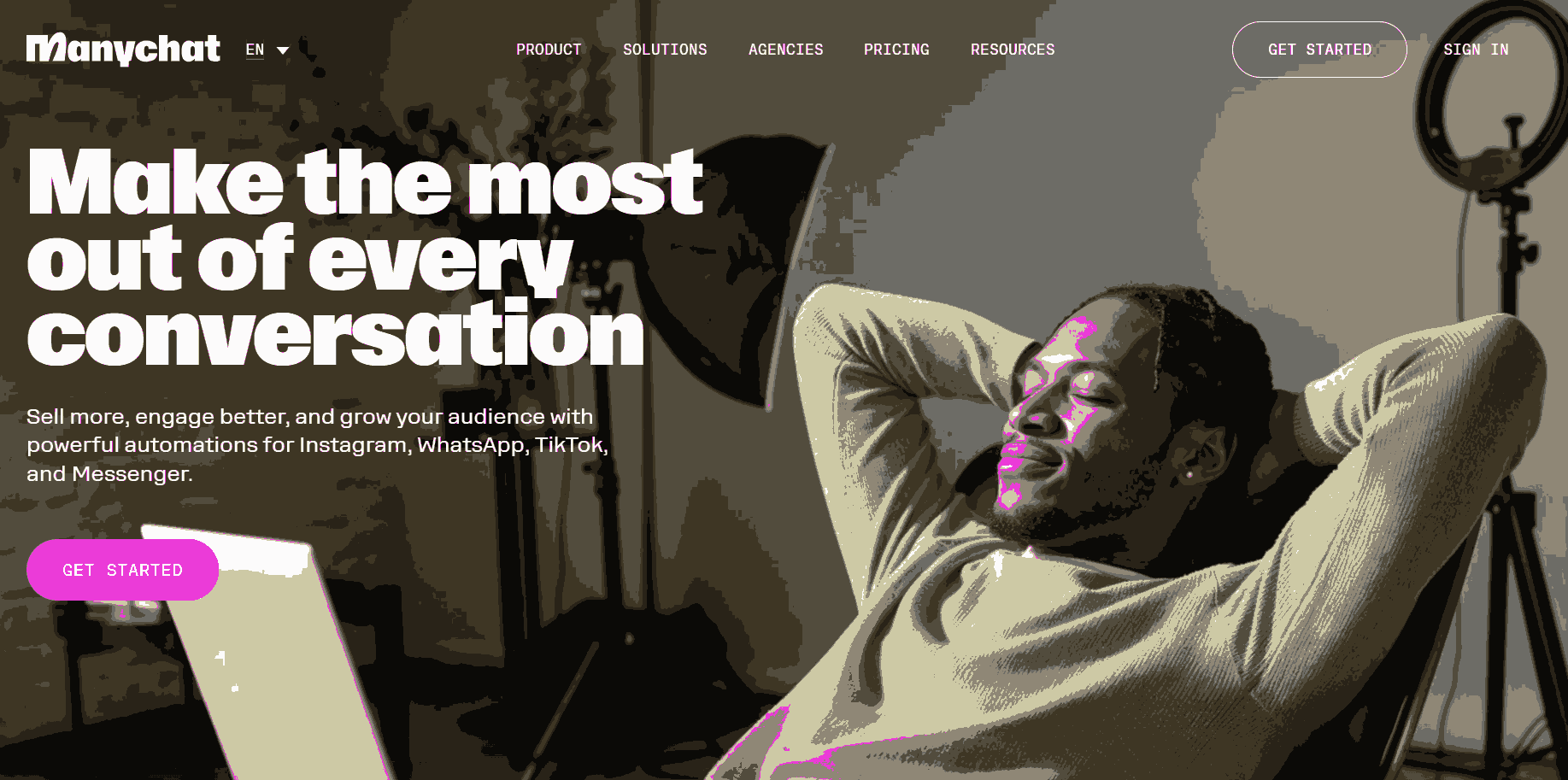 ManyChat social commerce automation flow builder for Instagram and WhatsApp