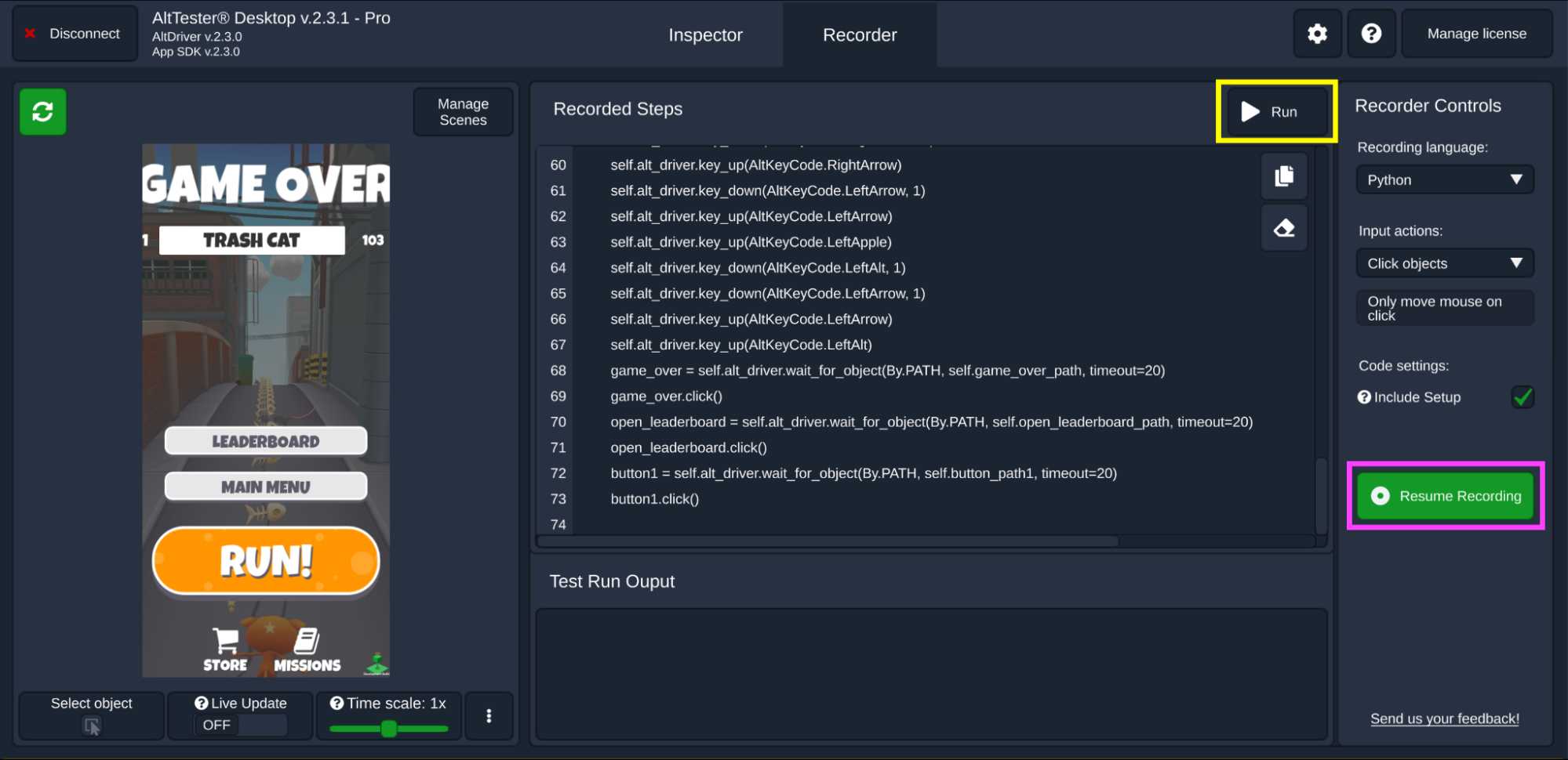 Recording steps on AltTester Desktop - 2 Recording steps on AltTester Desktop - 2