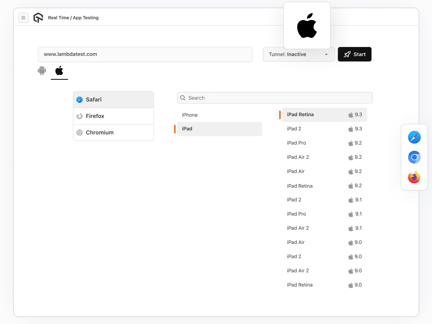 Browser Compatibility Testing on iPad Retina