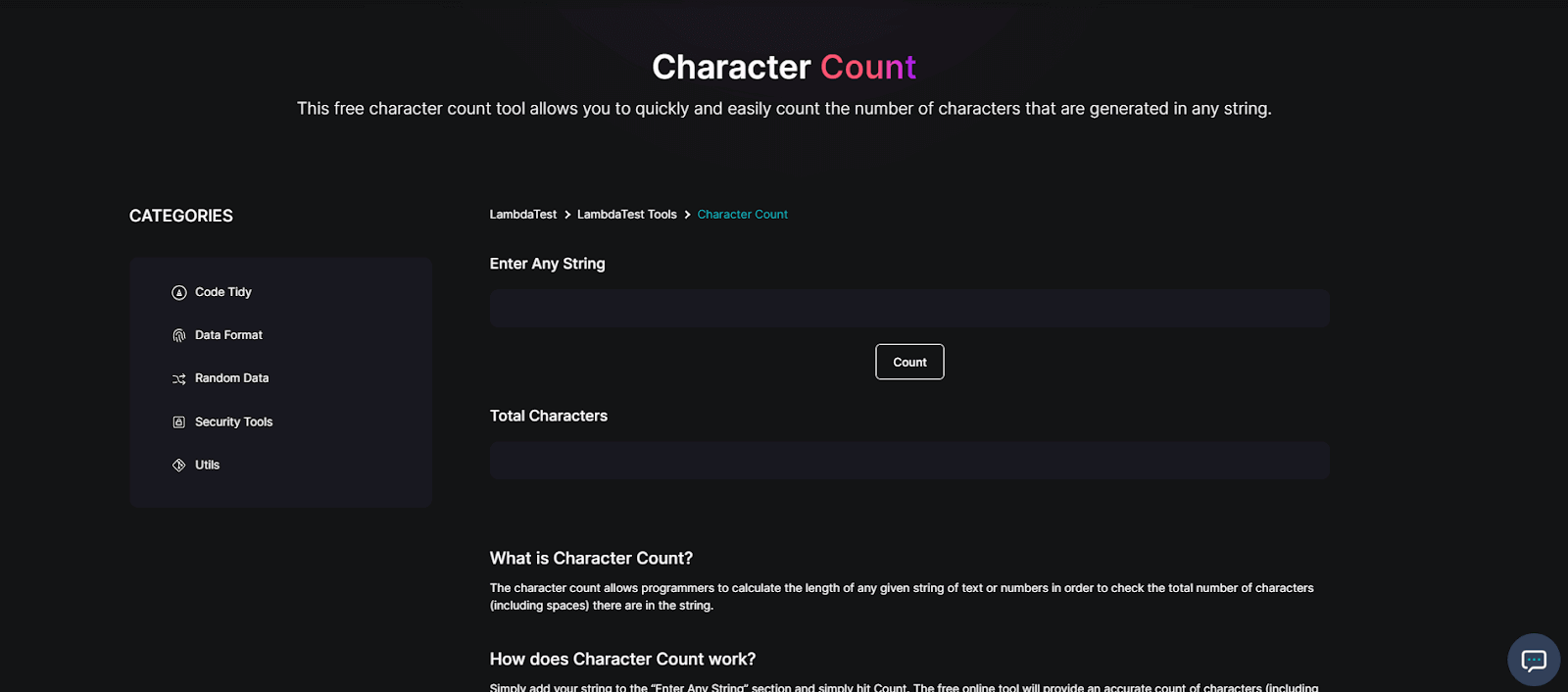 character count character count