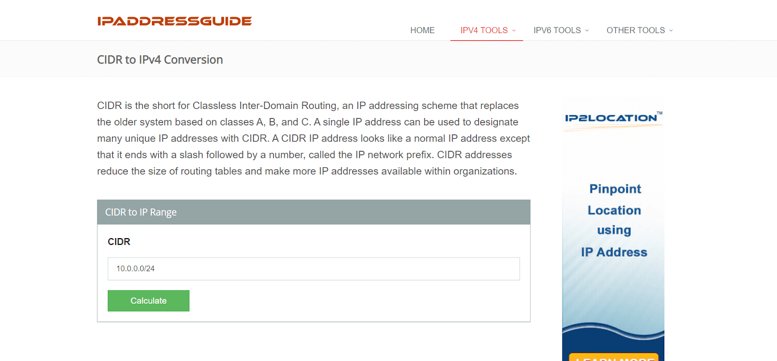 CIDR to IPv4 Converter CIDR to IPv4 Converter