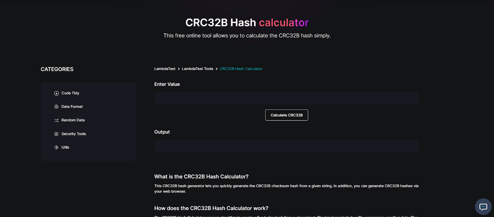 CRC32B Hash Calculator CRC32B Hash Calculator