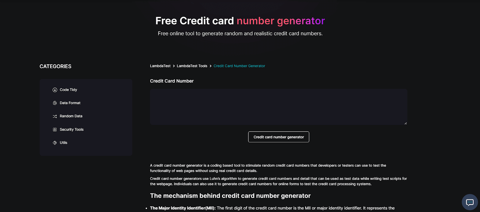 Credit Card Number Generator Credit Card Number Generator