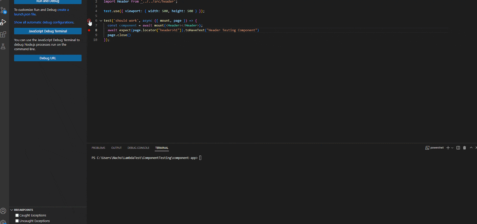 debug the test debug the test