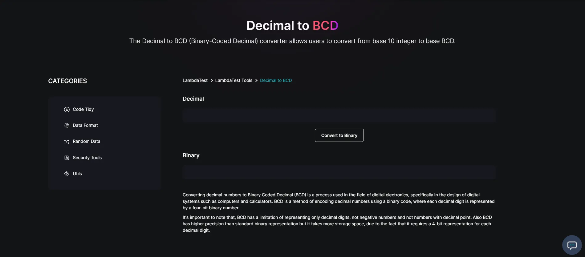 Decimal to BCD free tool