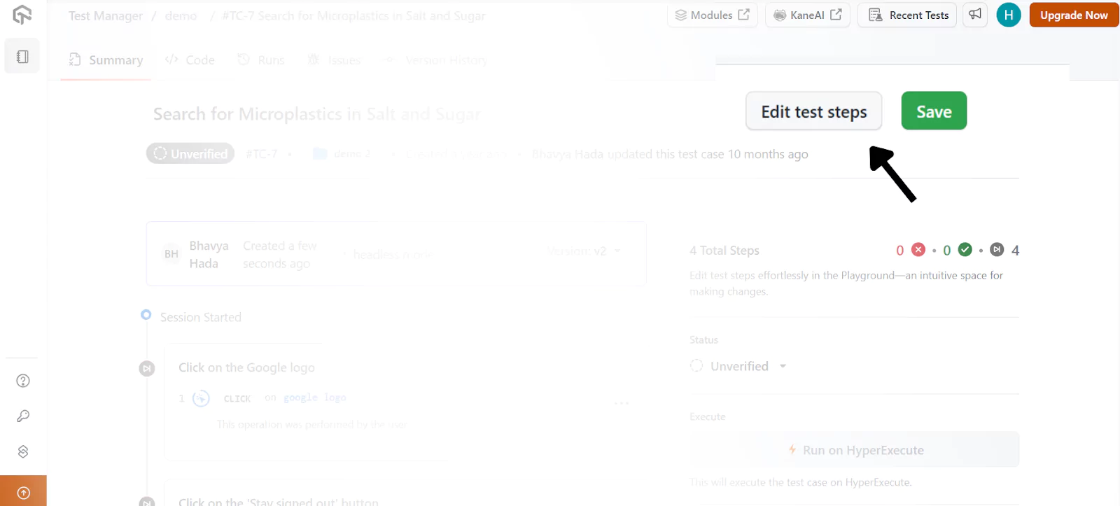 Edit Test Cases Edit Test Cases