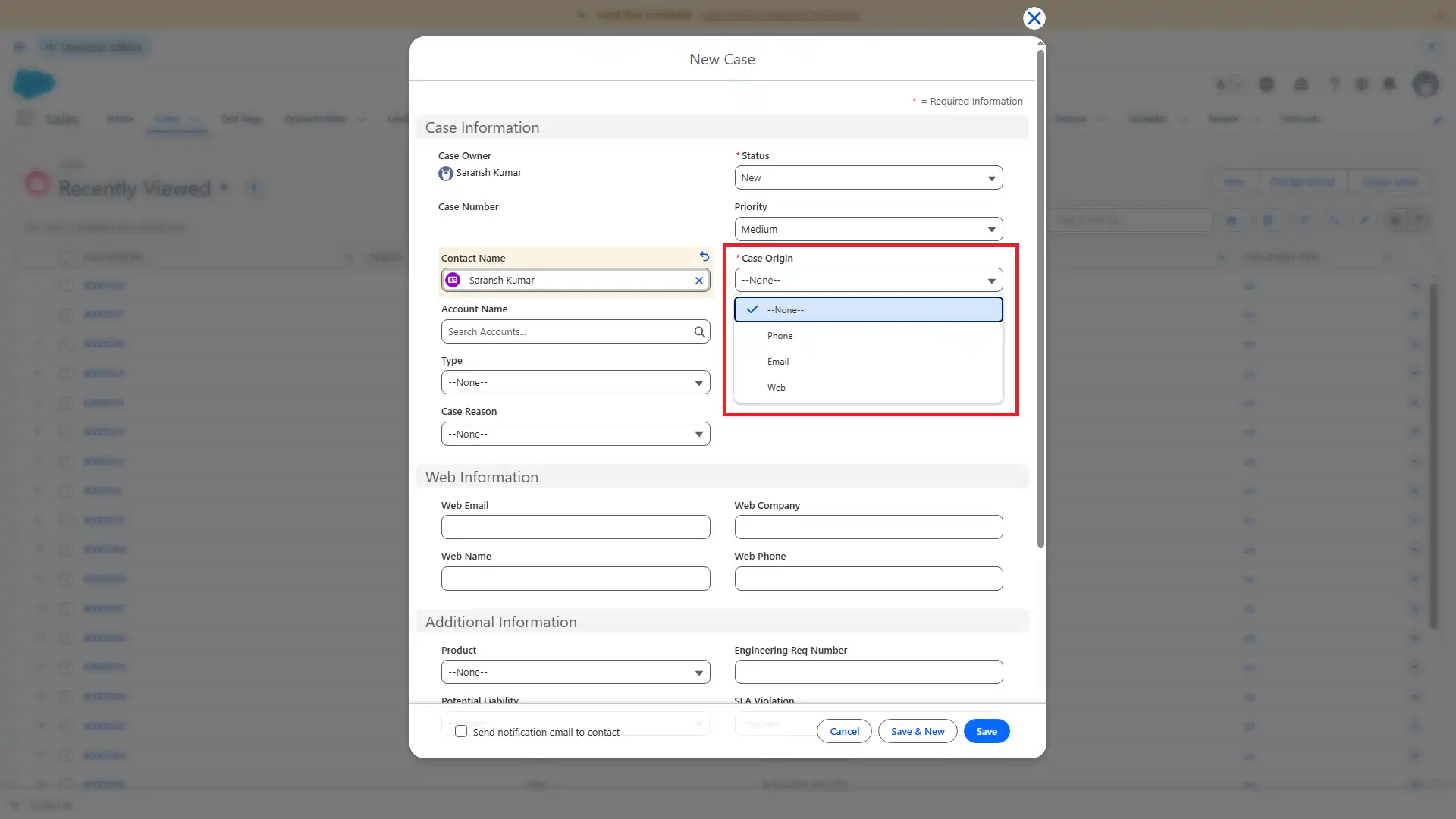 Click and Select Email Origin
