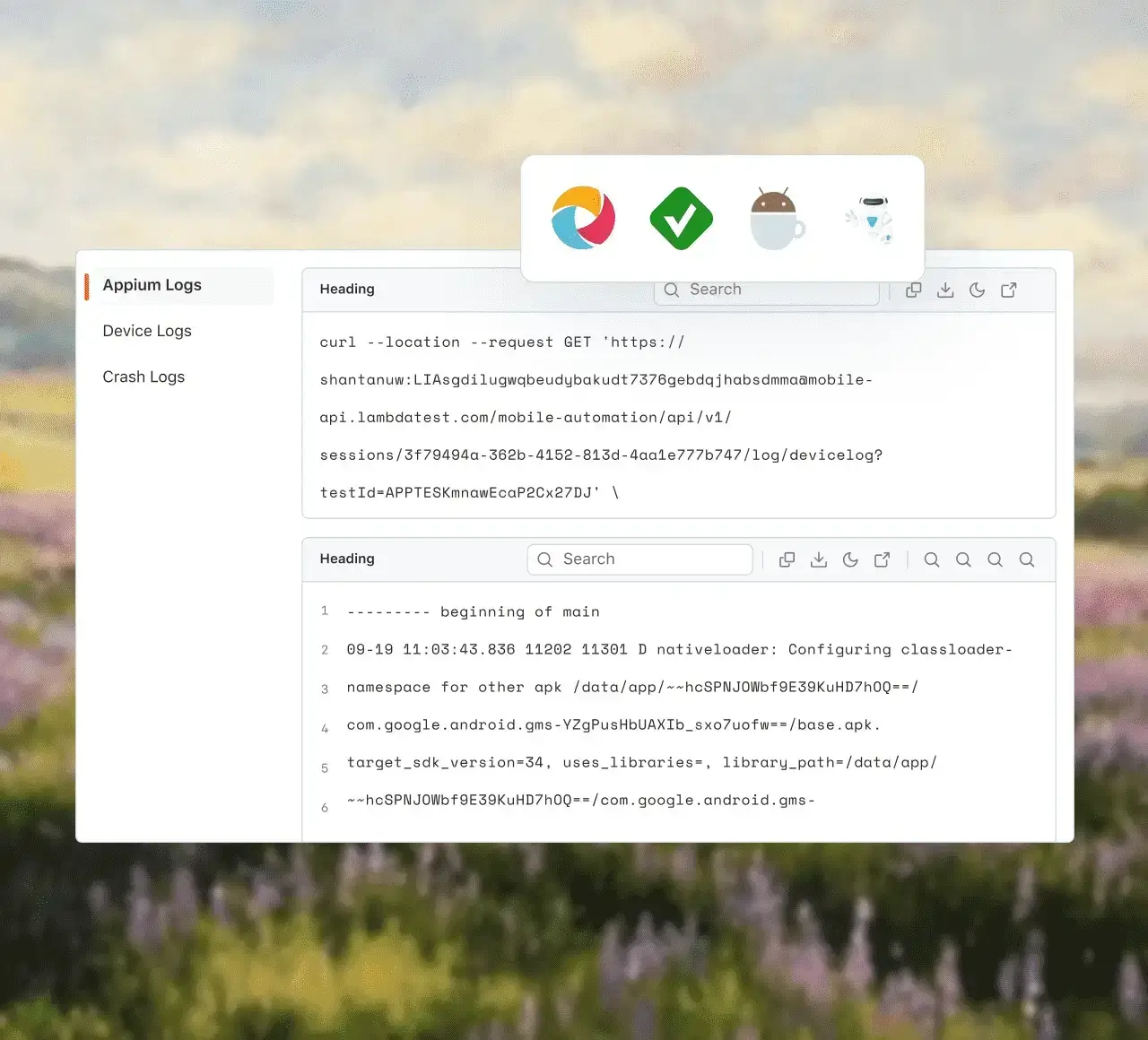 Compatible with Appium, XCUITest, and Selenium