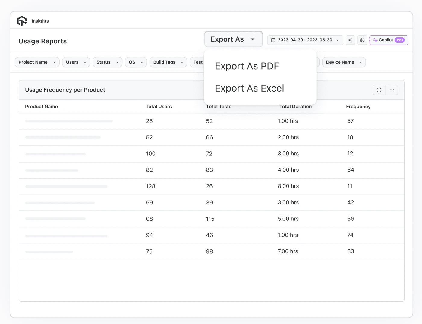 Export Reports Export Reports
