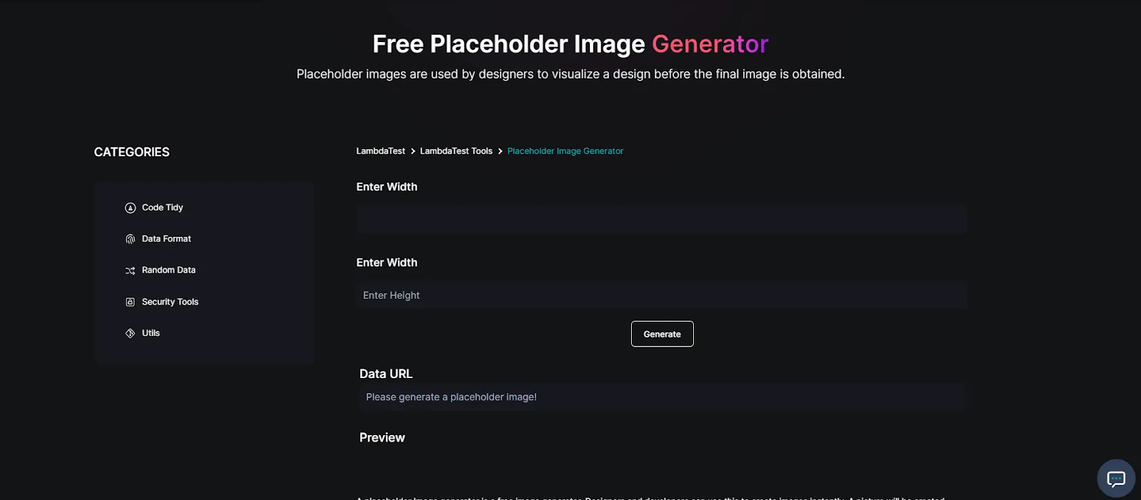 Placeholder Image Generator tool