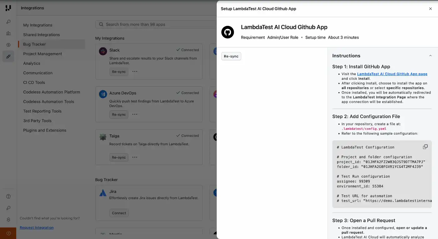 GitHub App Integration With KaneAI