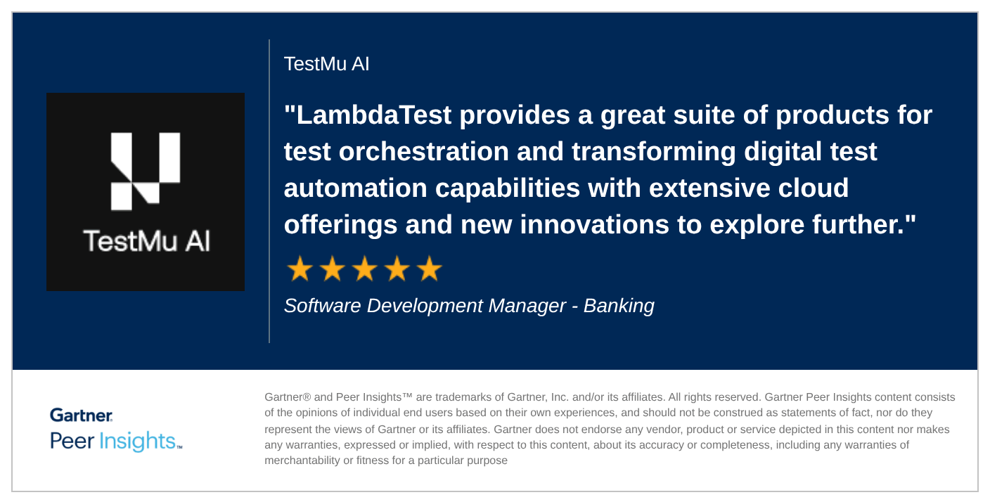 Gartner Peer Insights review of TestMu AI
