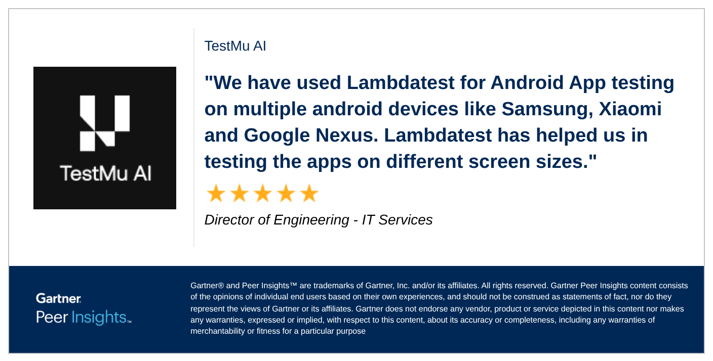 Gartner Peer Insights review of TestMu AI