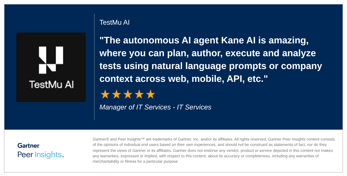 Gartner Peer Insights review of TestMu AI