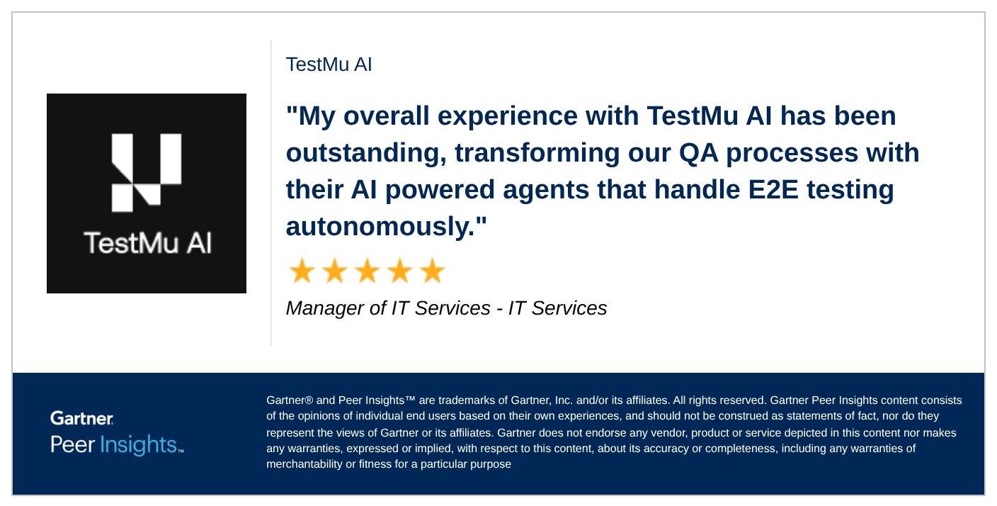 Gartner Peer Insights review of TestMu AI
