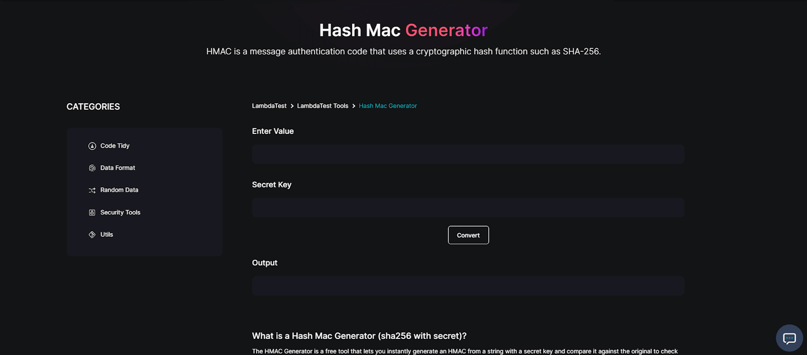 Hash Mac Generator Hash Mac Generator
