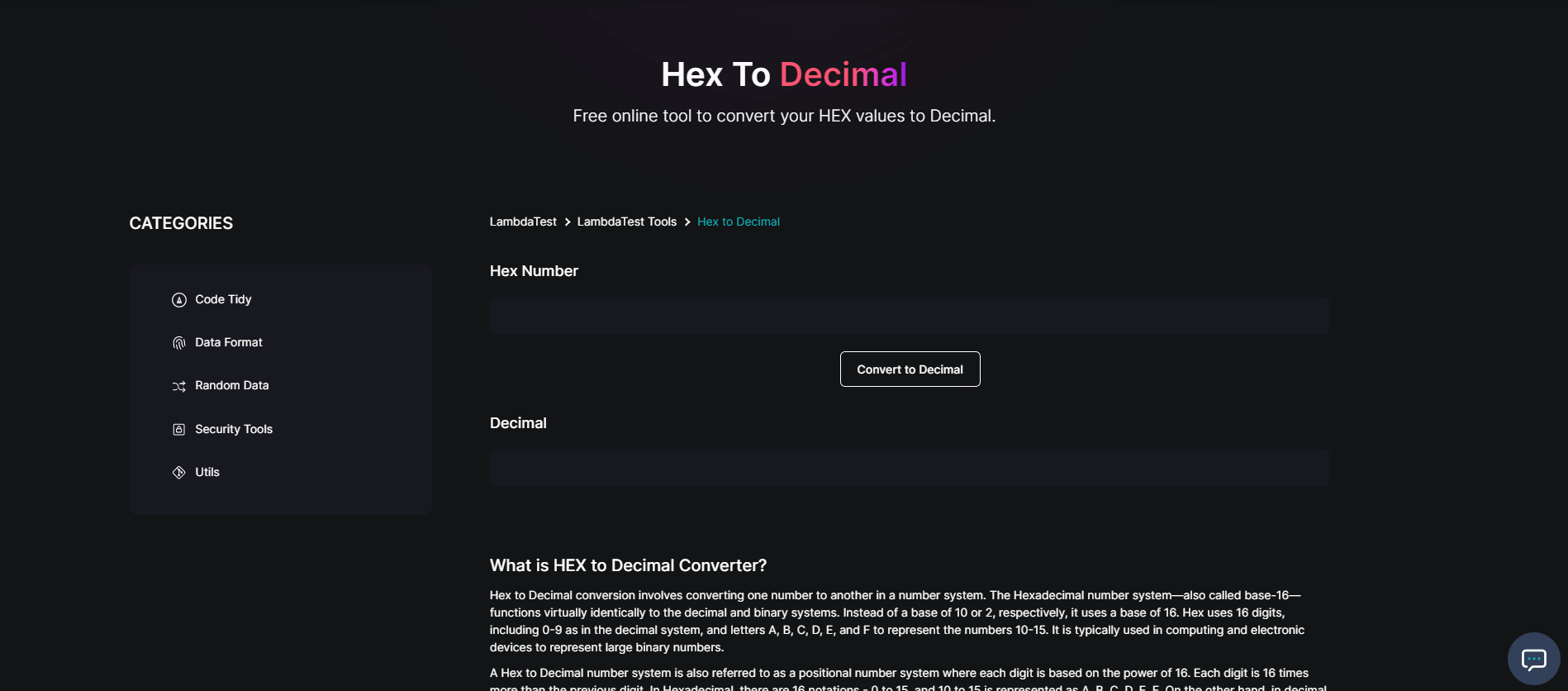 Hex to Decimal free tool Hex to Decimal free tool
