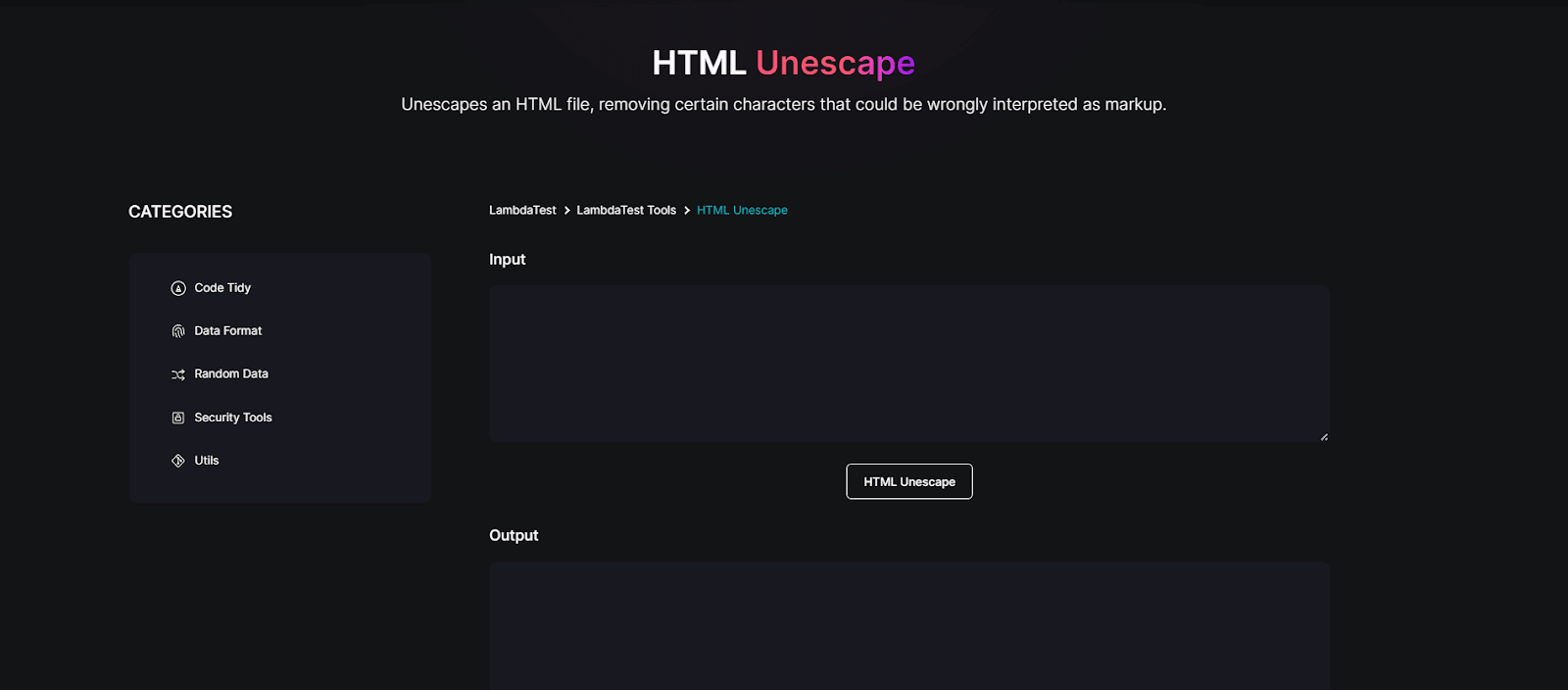 HTML Unescape HTML Unescape