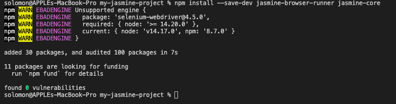 npm install --save-dev jasmine-browser-runner jasmine-core npm install --save-dev jasmine-browser-runner jasmine-core