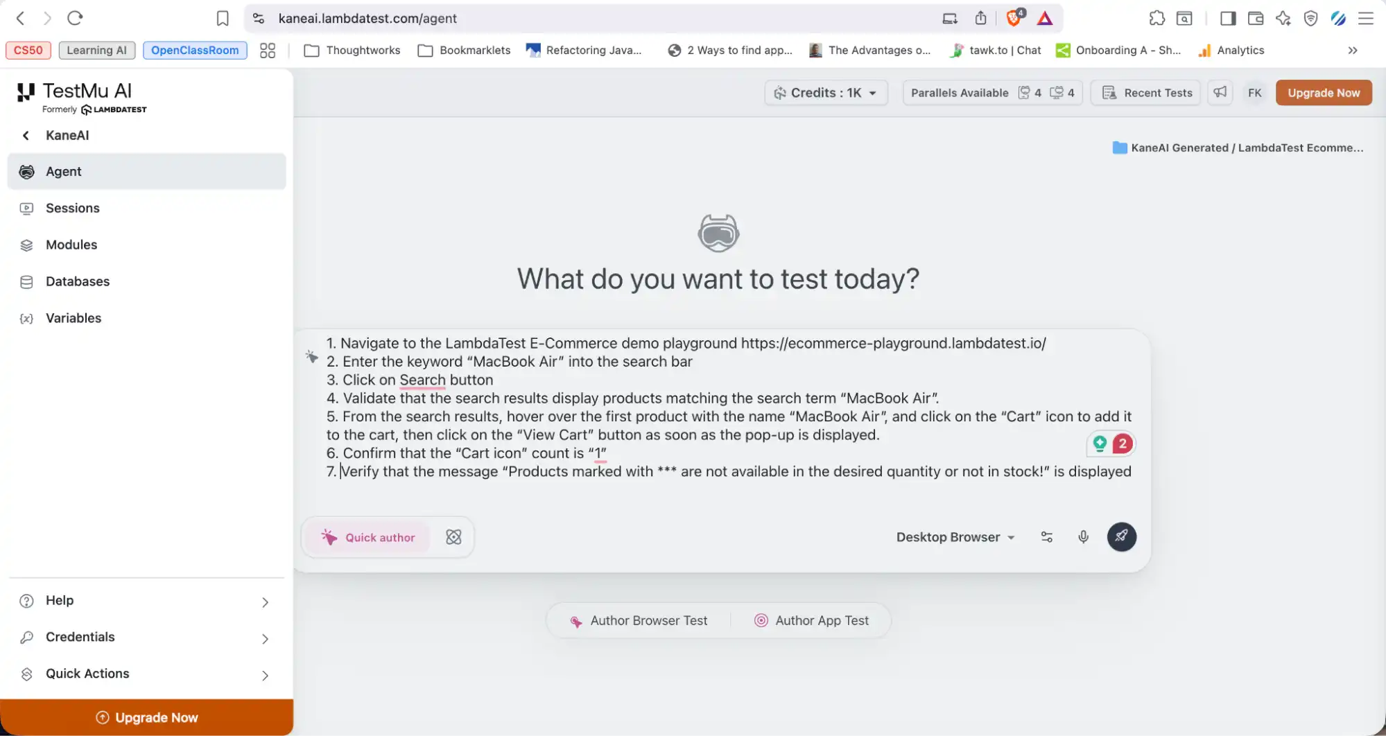 Kane AI Vibe Testing Prompt