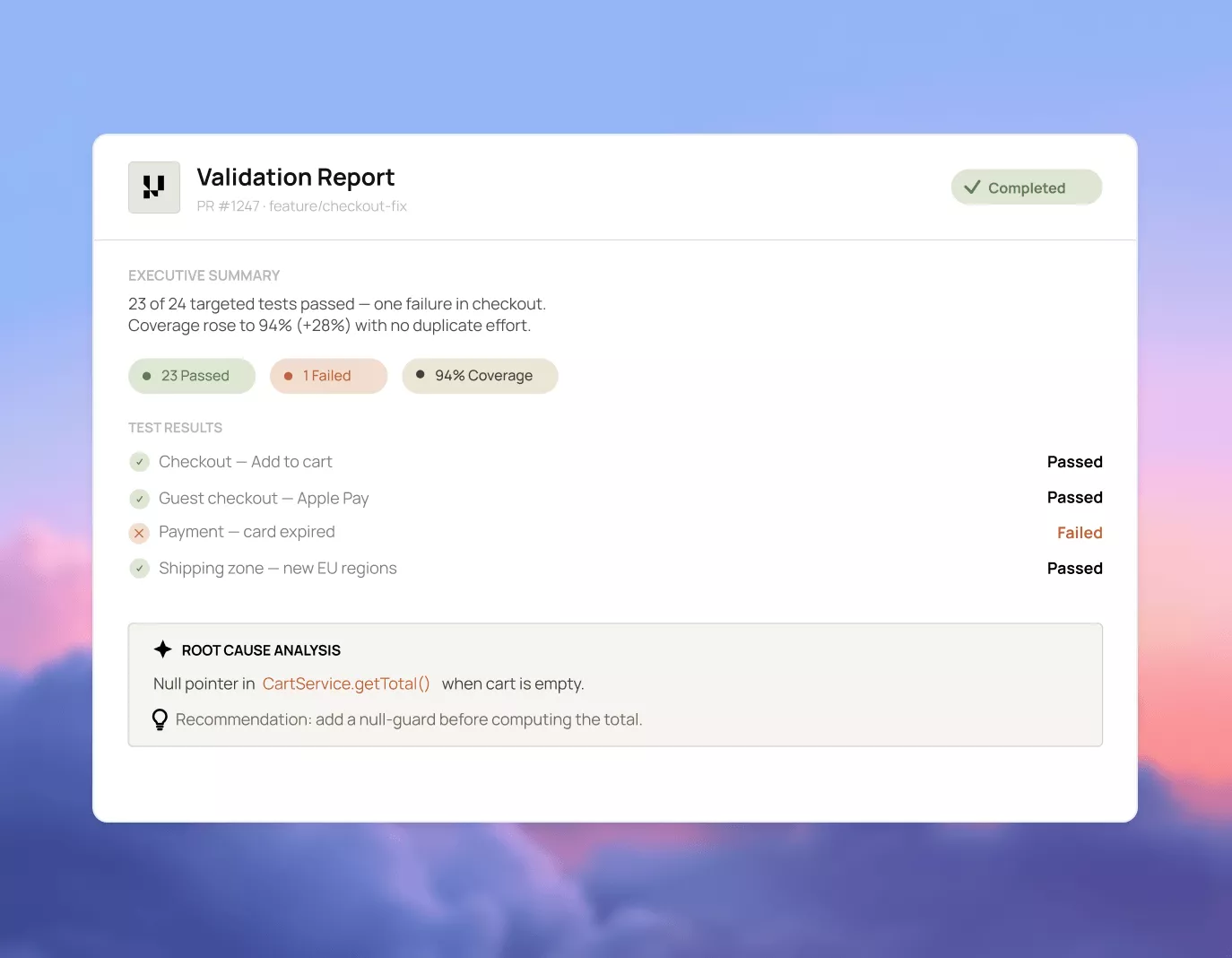 Test Results and Root Cause Analysis in Your PR