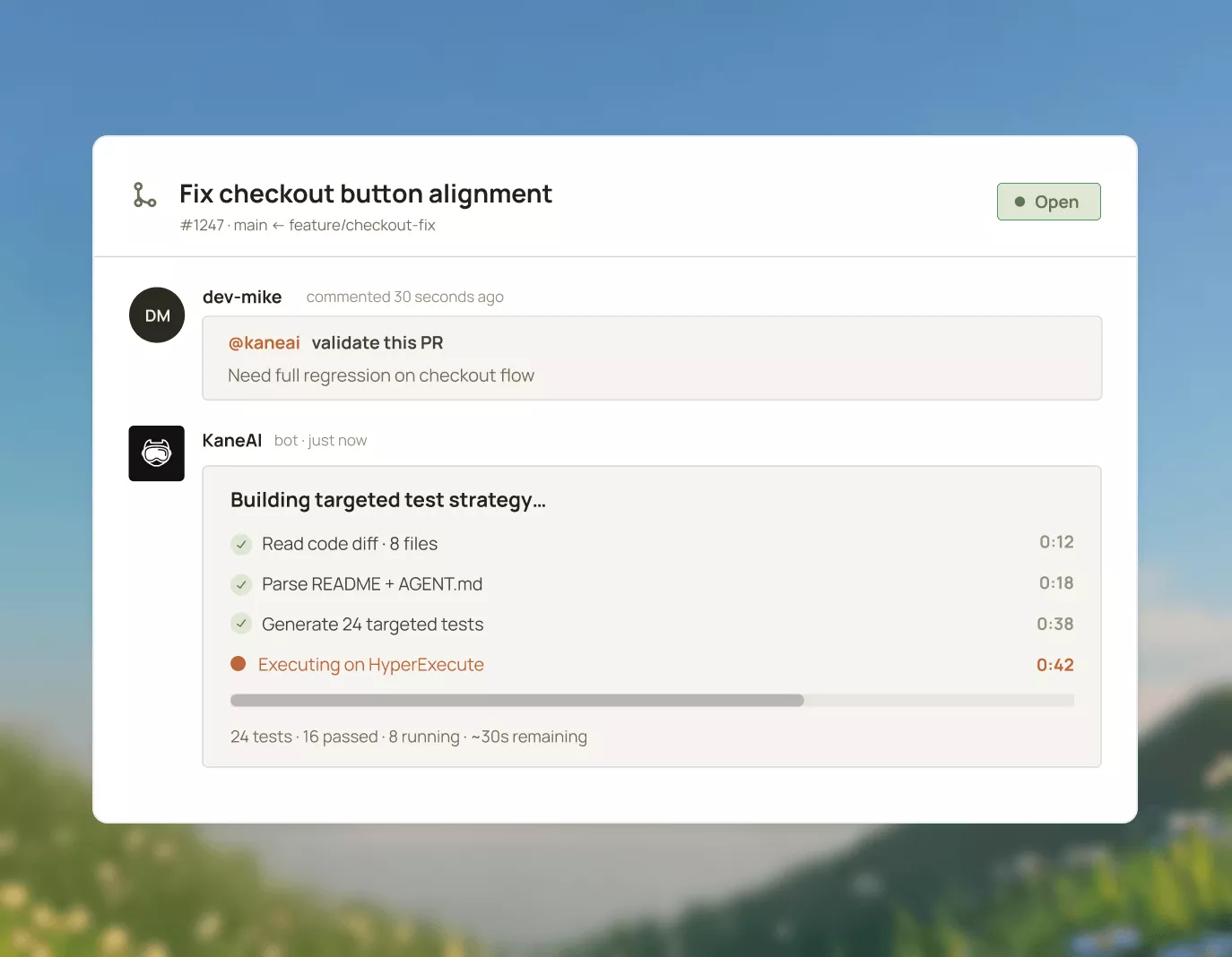 One Comment Starts the Full Validation Pipeline