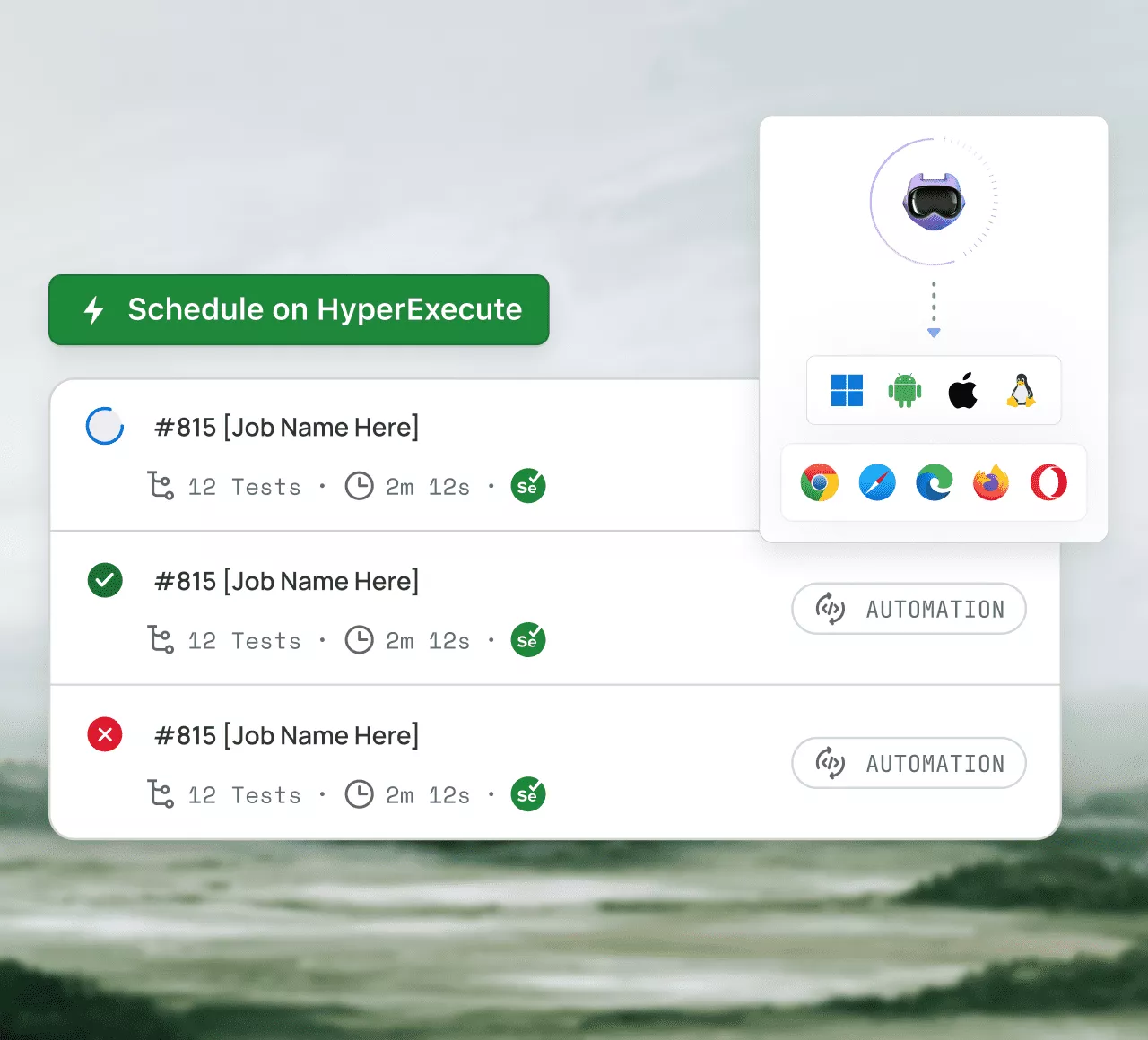 Agentic testing agent runs the suite across real devices