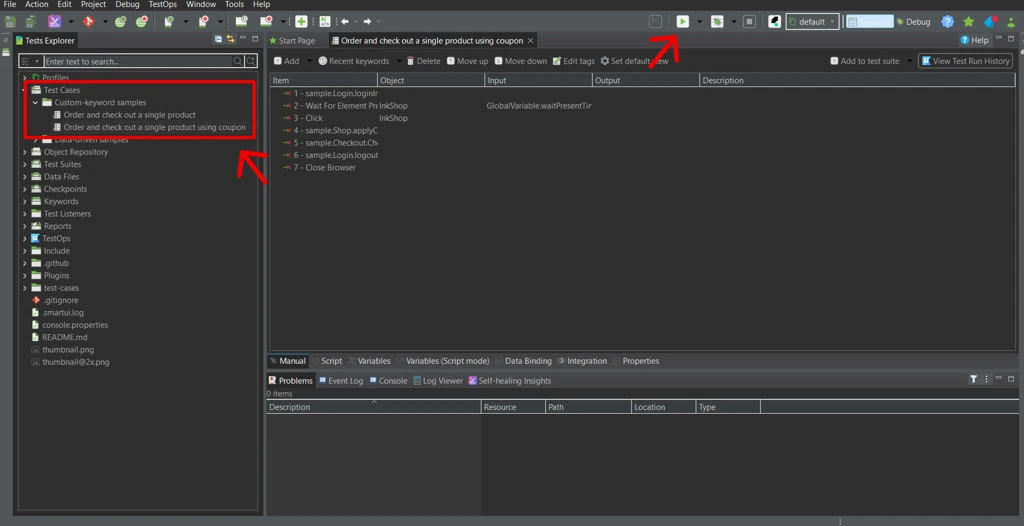 katalon studio confirguration screen